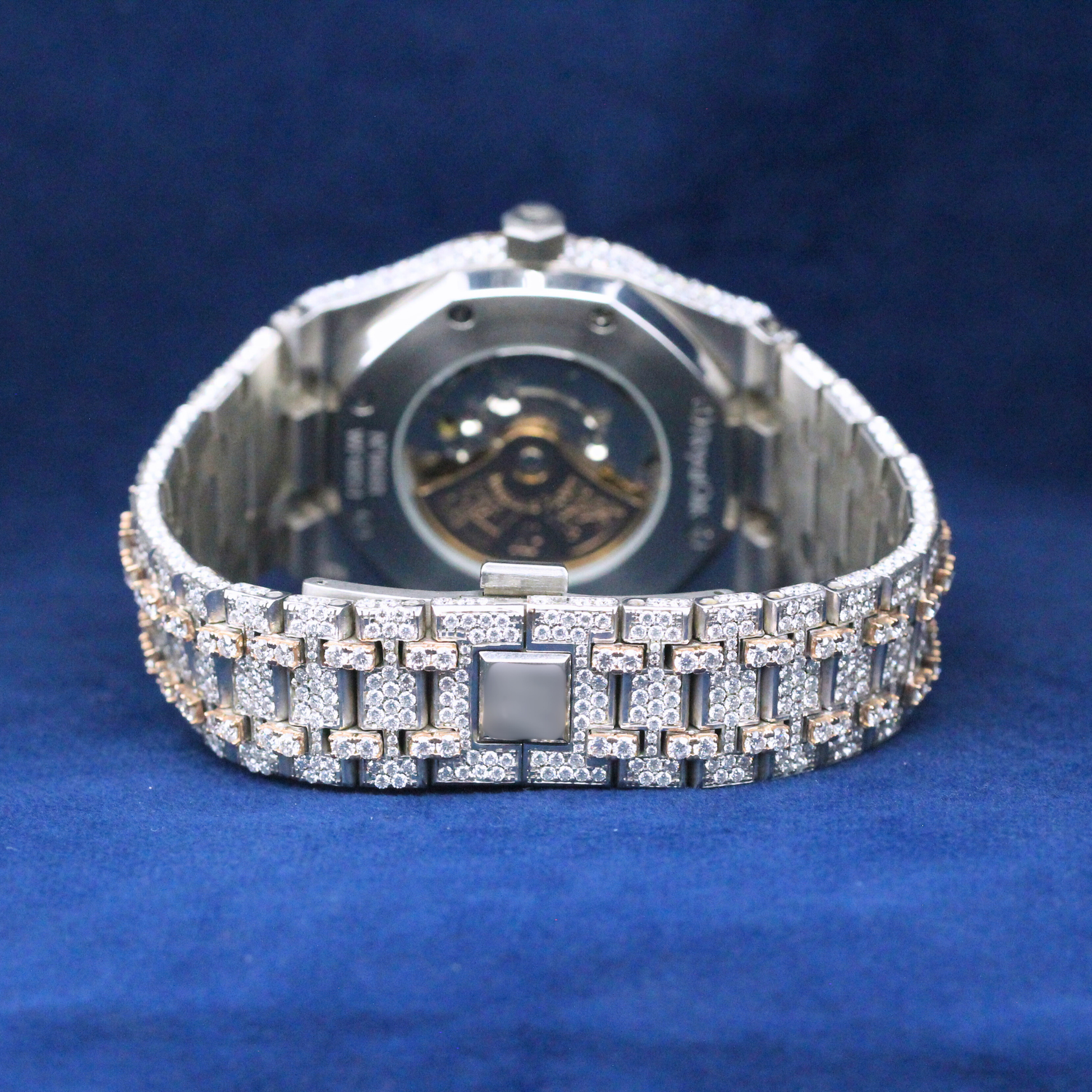 Back view of Ice Supreme Watch in 925 silver, showcasing expert craftsmanship and a polished finish for high-end custom hip-hop watch lovers.
