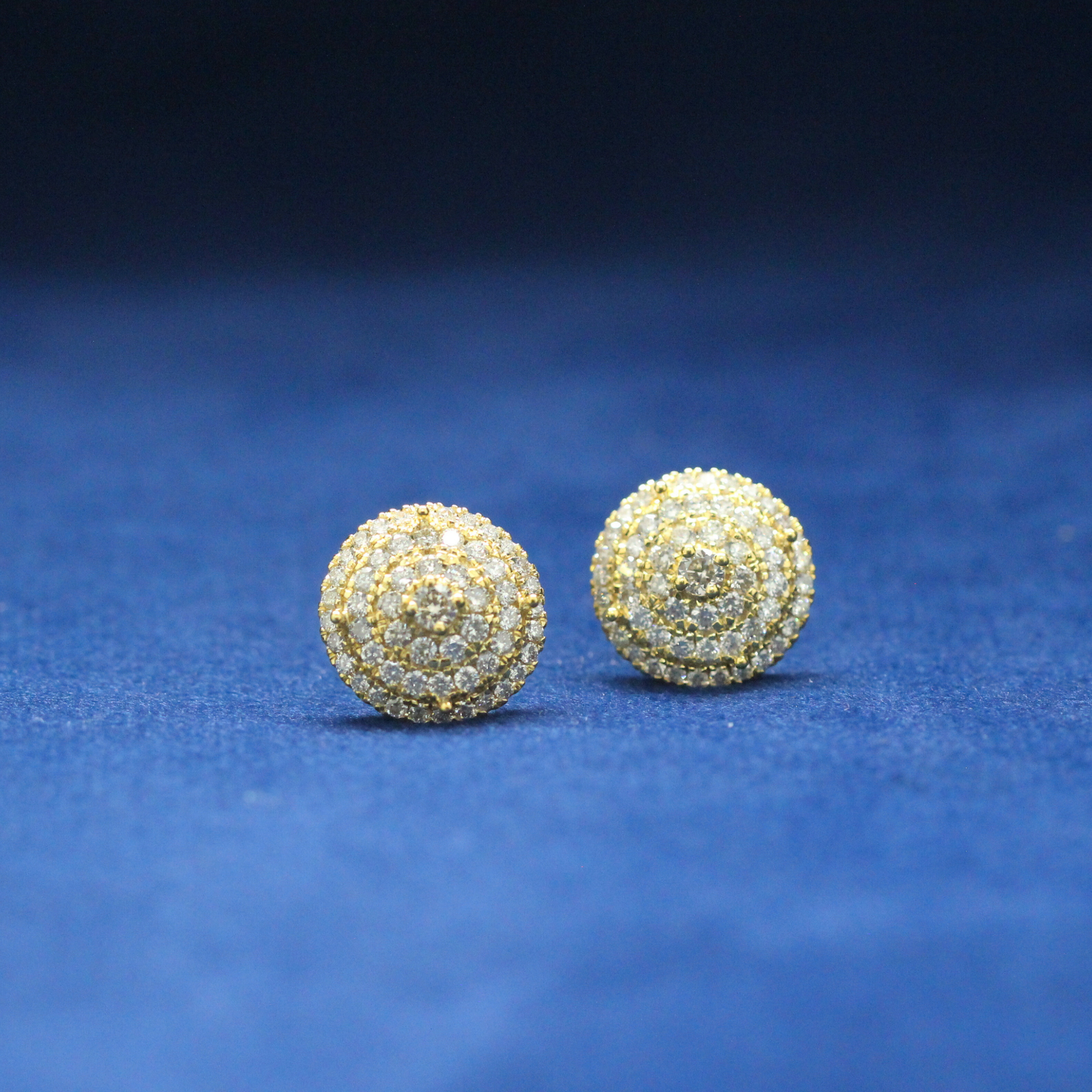 Galaxy Spark Studs earrings in 925 silver, encrusted with shimmering Moissanite diamonds, designed for a bold and stylish hip-hop jewelry look.