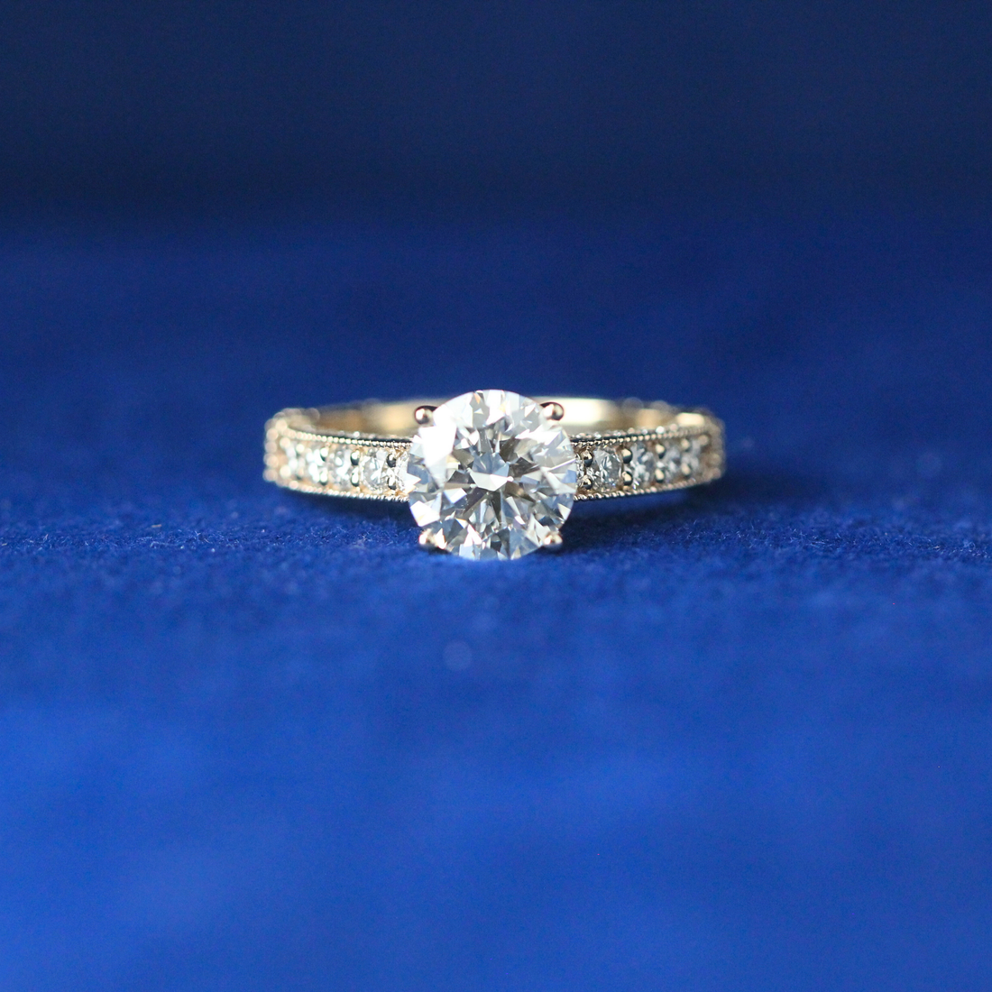 Front view of the Stellar Fusion diamond ring, crafted in 925 silver and set with moissanite stones, blending elegance and bold hip hop style.