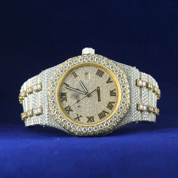 Front view of Iced Prestige Luxury Watch with Moissanite diamonds – Custom iced-out hip-hop watch

