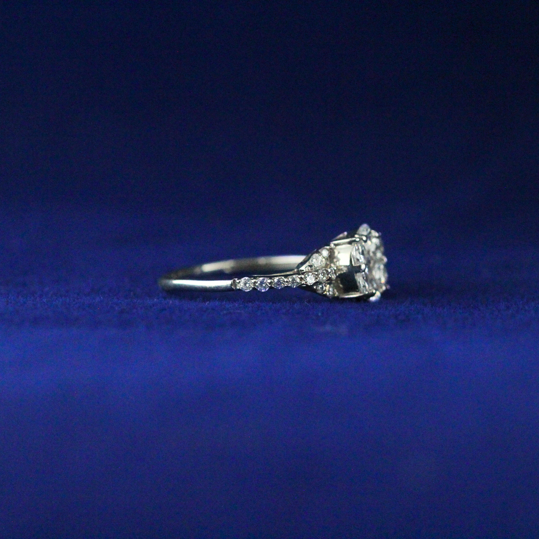 Front view of Round Cluster Diamond Ring with Moissanite diamonds – Fine jewelry

