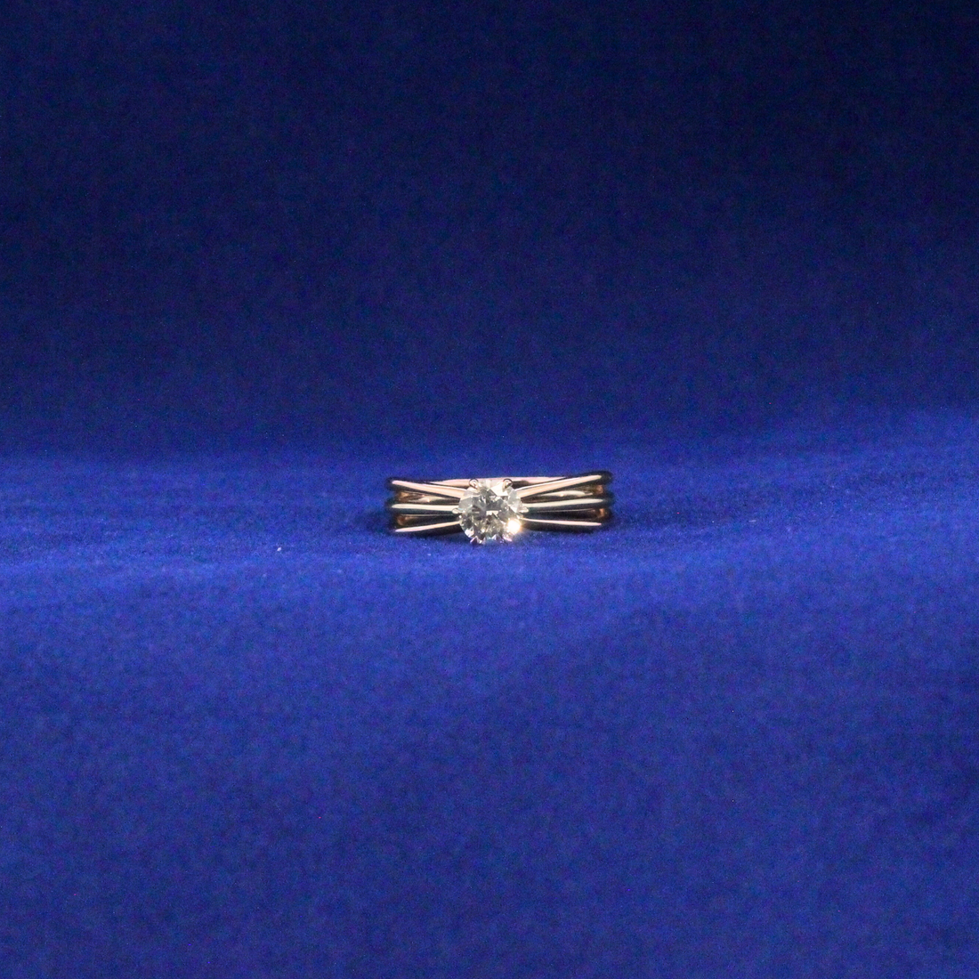 Front view of Trio Split Shank Ring with Moissanite diamonds – Fine jewelry

