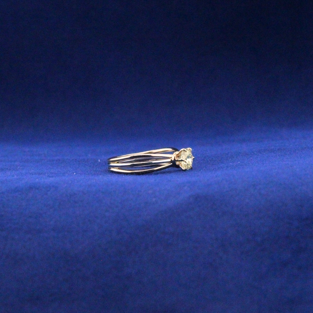 Front view of Trio Split Shank Ring with Moissanite diamonds – Fine jewelry

