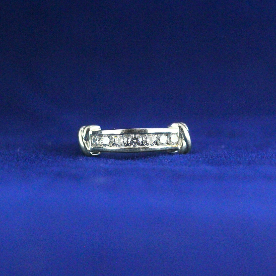 Front view of Vintage Diamond Wedding Band with Moissanite diamonds – Fine jewelry

